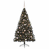 Artificial Pre-lit Christmas Tree Black 180 cm PVC