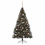 Artificial Pre-lit Christmas Tree Black 180 cm PVC
