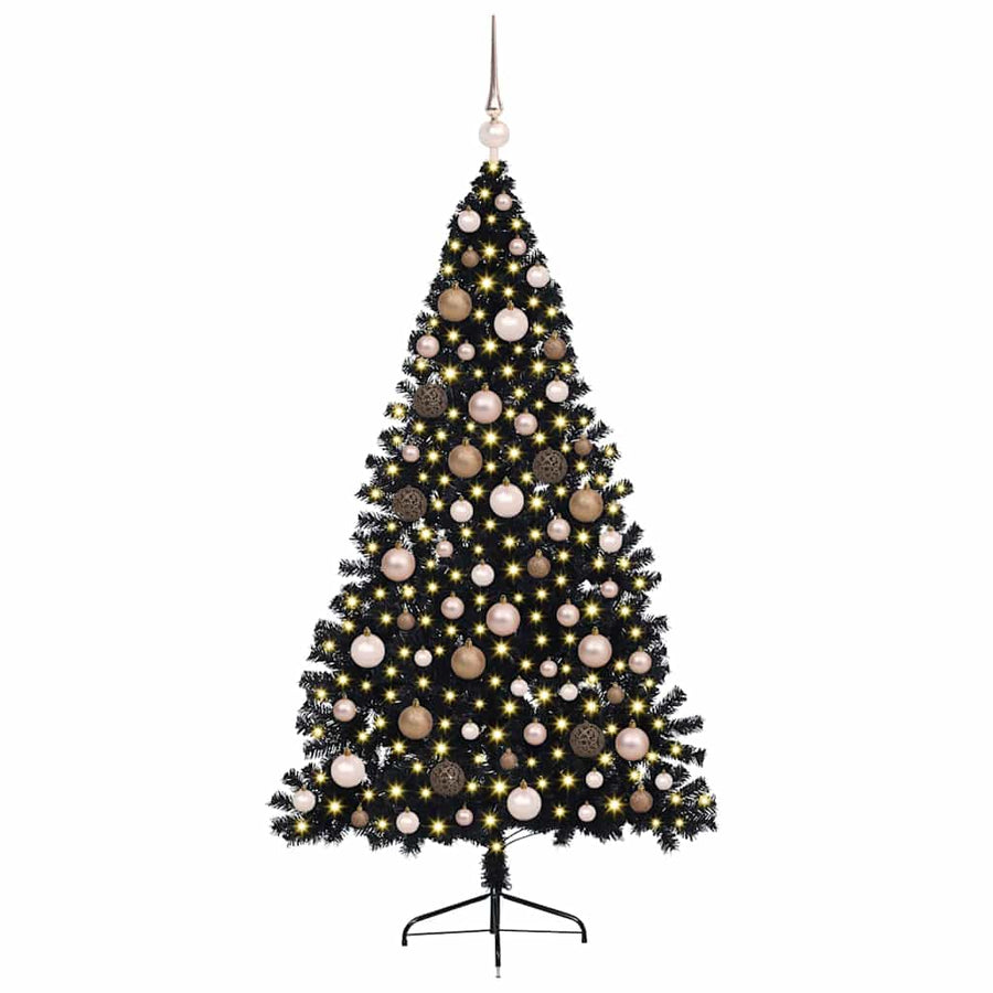 Artificial Pre-lit Christmas Tree Black 180 cm PVC