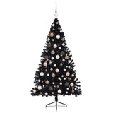 Artificial Pre-lit Christmas Tree Black 180 cm PVC