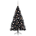 Artificial Pre-lit Christmas Tree Black 180 cm PVC