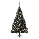 Artificial Pre-lit Christmas Tree Black 180 cm PVC - Side View