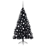 Artificial Pre-lit Christmas Tree Black 180 cm PVC - 45-Degree Angle