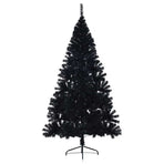 Artificial Pre-lit Christmas Tree Black 180 cm PVC