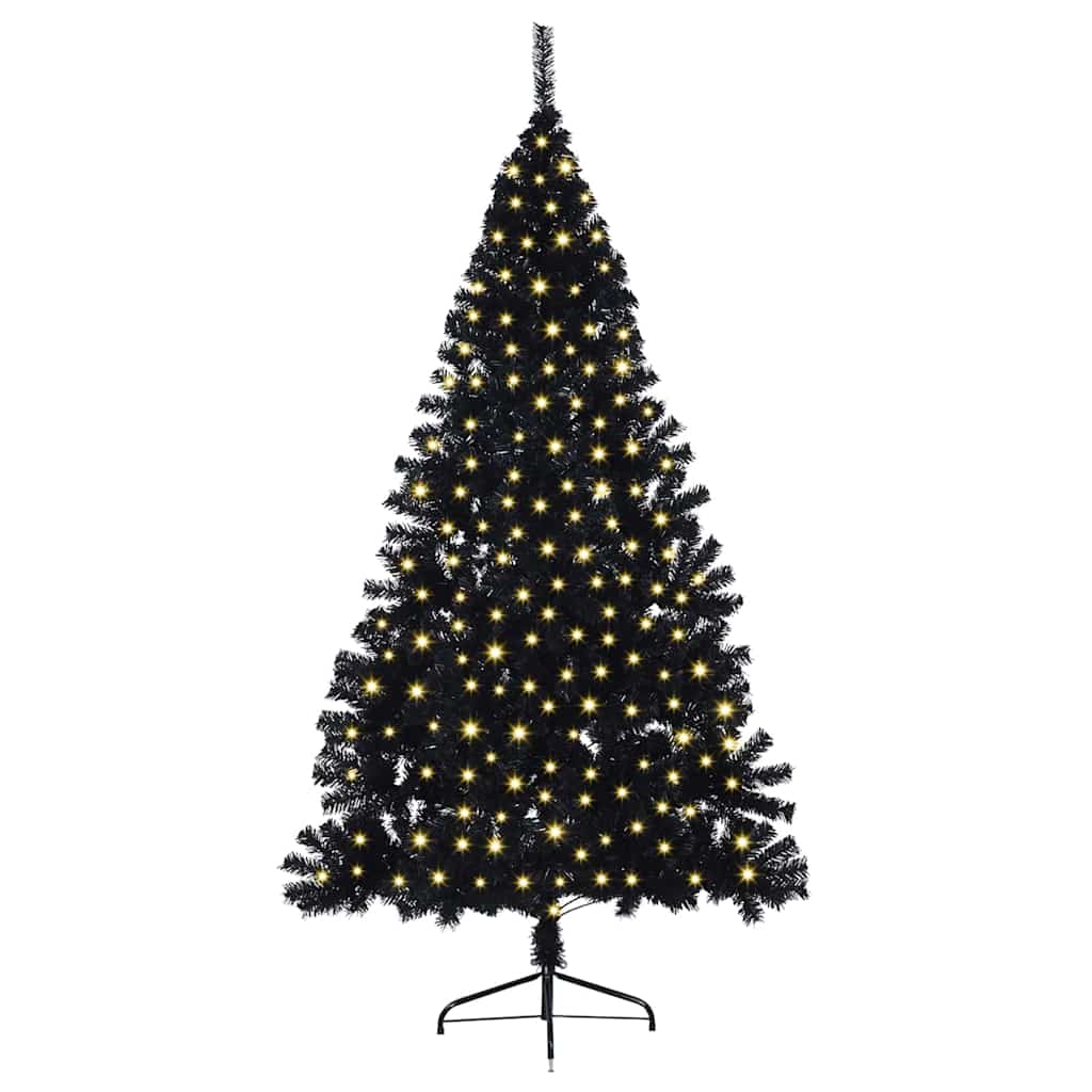 Artificial Pre-lit Christmas Tree Black 210 cm PVC