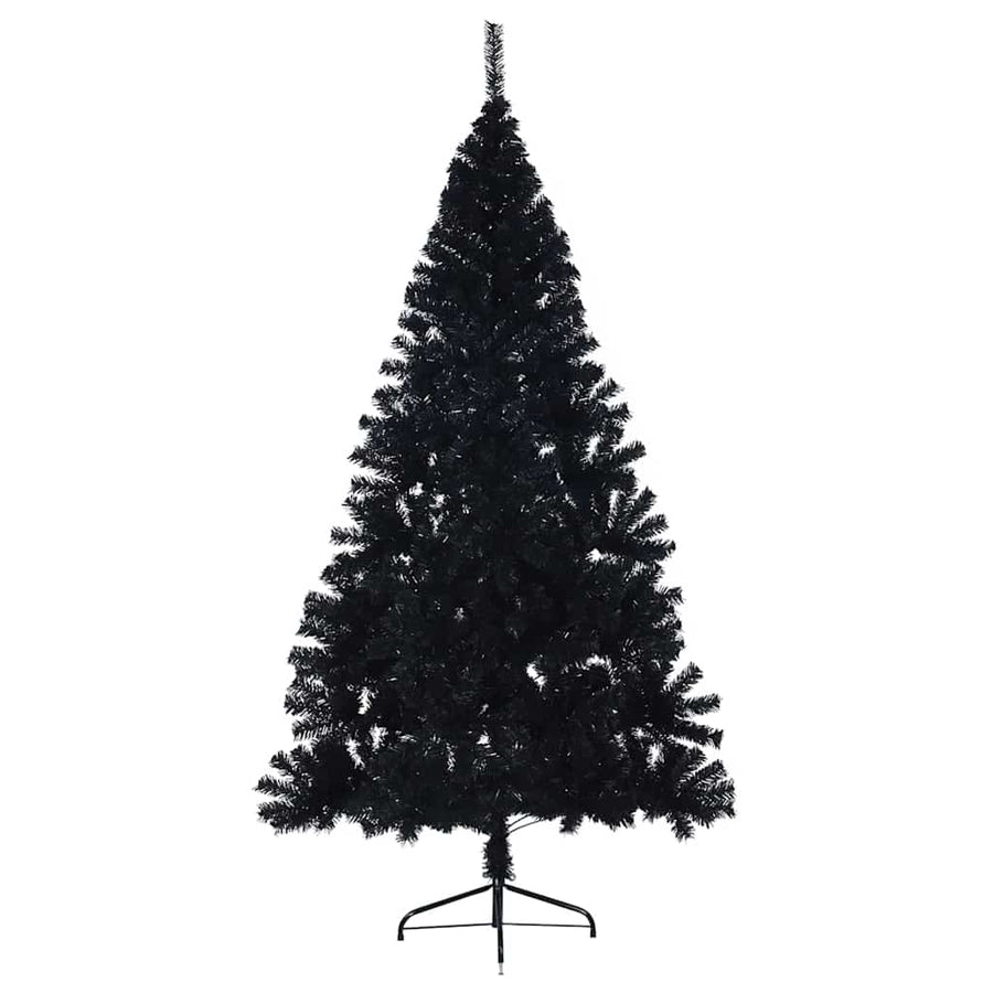 Artificial Pre-lit Christmas Tree Black 210 cm PVC