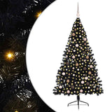 Artificial Pre-lit Christmas Tree Black 210 cm PVC - Front View