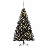 Artificial Pre-lit Christmas Tree Black 210 cm PVC - Side View