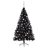Artificial Pre-lit Christmas Tree Black 210 cm PVC - Top-Down View