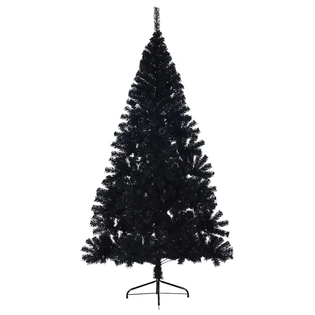Artificial Pre-lit Christmas Tree Black 210 cm PVC
