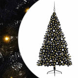 Artificial Pre-lit Christmas Tree Black 210 cm PVC - Front View