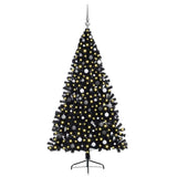 Artificial Pre-lit Christmas Tree Black 210 cm PVC - Side View
