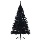Artificial Pre-lit Christmas Tree Black 240 cm PVC - Top-Down View