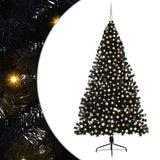 Artificial Pre-lit Christmas Tree Black 240 cm PVC - Front View