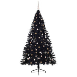 Artificial Pre-lit Christmas Tree Black 240 cm PVC - Top-Down View