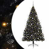 Artificial Pre-lit Christmas Tree Black 240 cm PVC