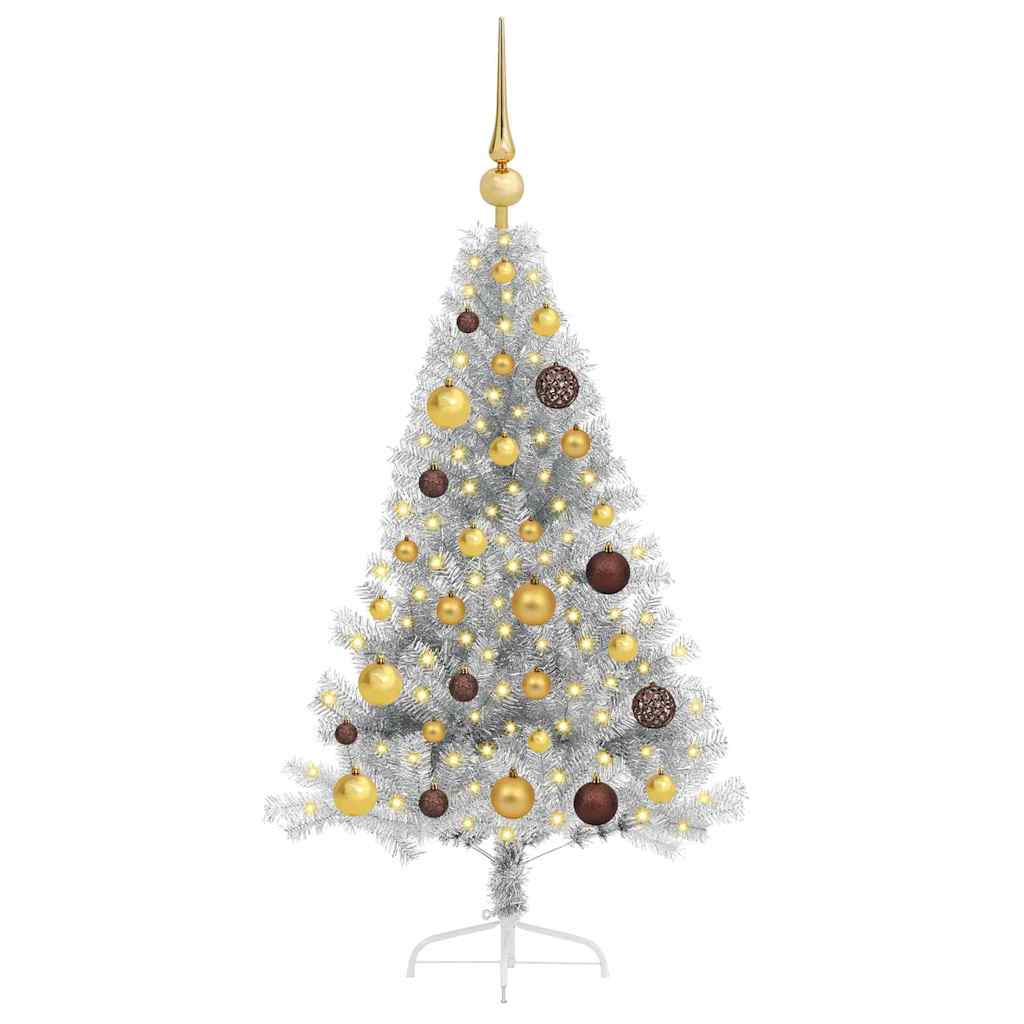 Artificial Pre-lit Christmas Tree Silver 120 cm PET