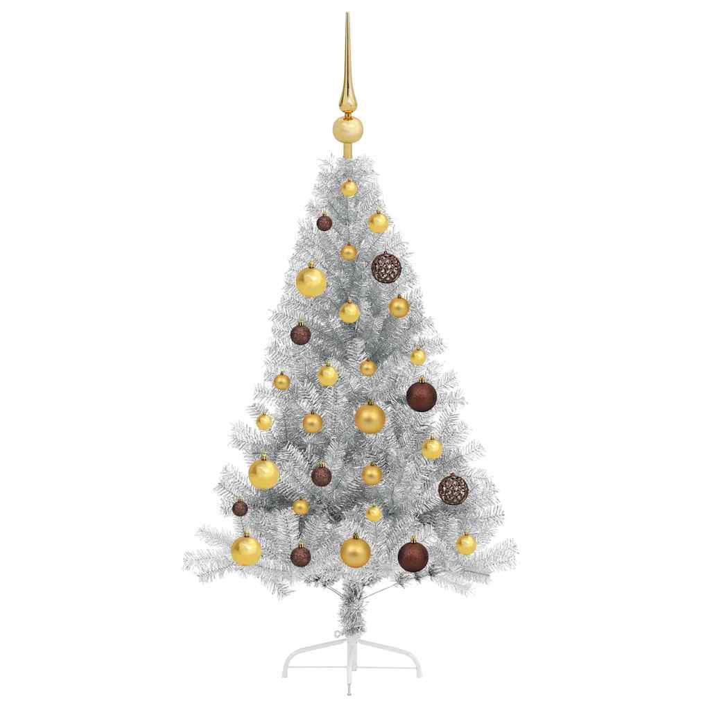 Artificial Pre-lit Christmas Tree Silver 120 cm PET