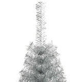 Artificial Pre-lit Christmas Tree Silver 150 cm PET - Close-Up Angle