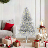 Artificial Pre-lit Christmas Tree Silver 150 cm PET