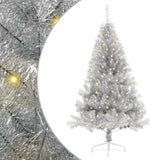 Artificial Pre-lit Christmas Tree Silver 150 cm PET - Front View