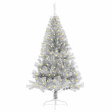 Artificial Pre-lit Christmas Tree Silver 150 cm PET - Side View