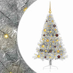Artificial Pre-lit Christmas Tree Silver 150 cm PET