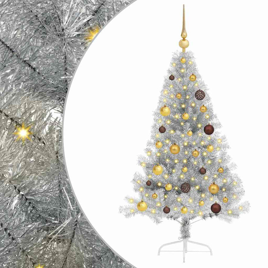 Artificial Pre-lit Christmas Tree Silver 150 cm PET