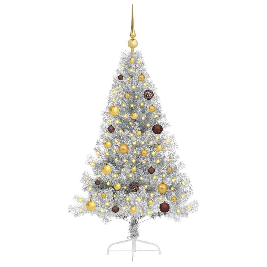 Artificial Pre-lit Christmas Tree Silver 150 cm PET