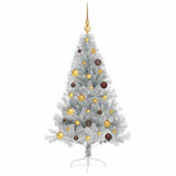 Artificial Pre-lit Christmas Tree Silver 150 cm PET