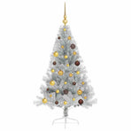 Artificial Pre-lit Christmas Tree Silver 150 cm PET