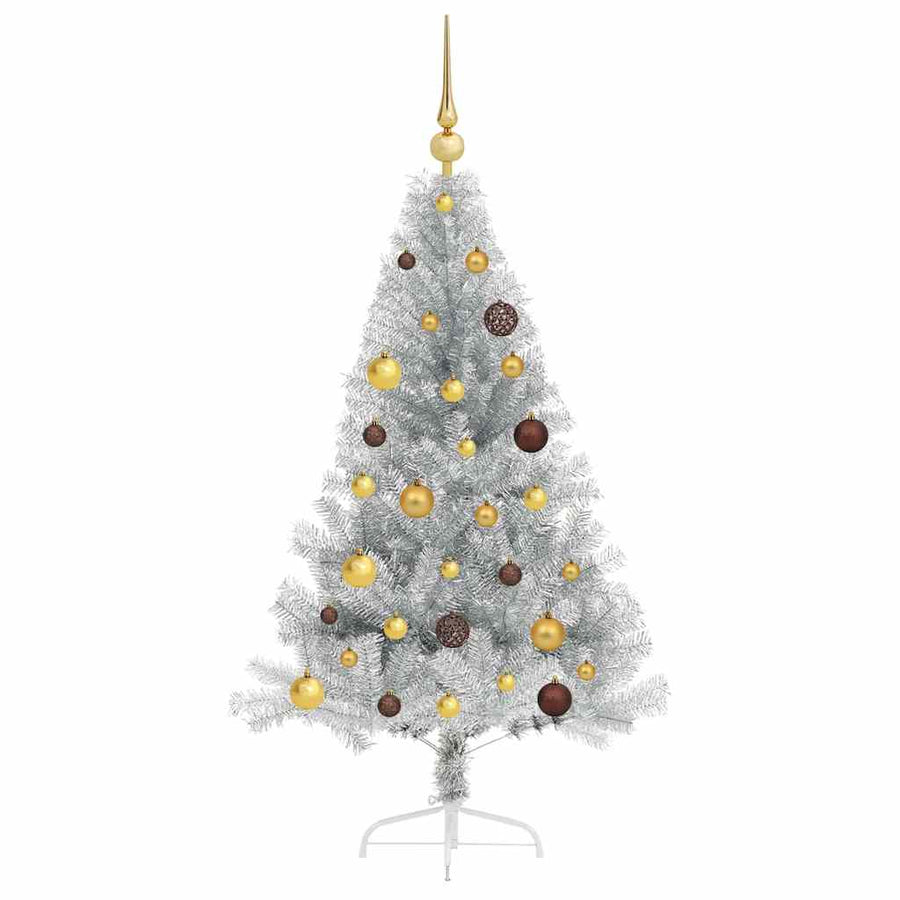 Artificial Pre-lit Christmas Tree Silver 150 cm PET