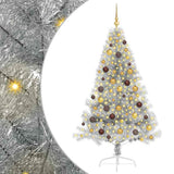 Artificial Pre-lit Christmas Tree Silver 180 cm PET