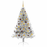 Artificial Pre-lit Christmas Tree Silver 180 cm PET
