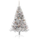 Artificial Pre-lit Christmas Tree Silver 180 cm PET - Top-Down View