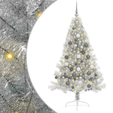 Artificial Pre-lit Christmas Tree Silver 180 cm PET - Front View