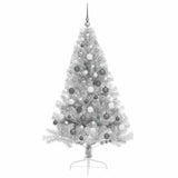 Artificial Pre-lit Christmas Tree Silver 180 cm PET - 45-Degree Angle