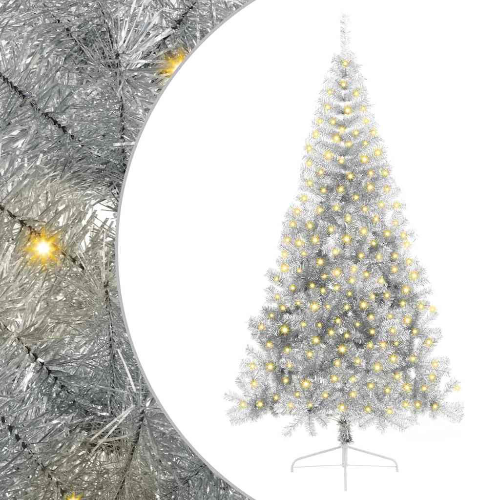 Artificial Pre-lit Christmas Tree Silver 210 cm PET