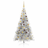 Artificial Pre-lit Christmas Tree Silver 210 cm PET - Top-Down View