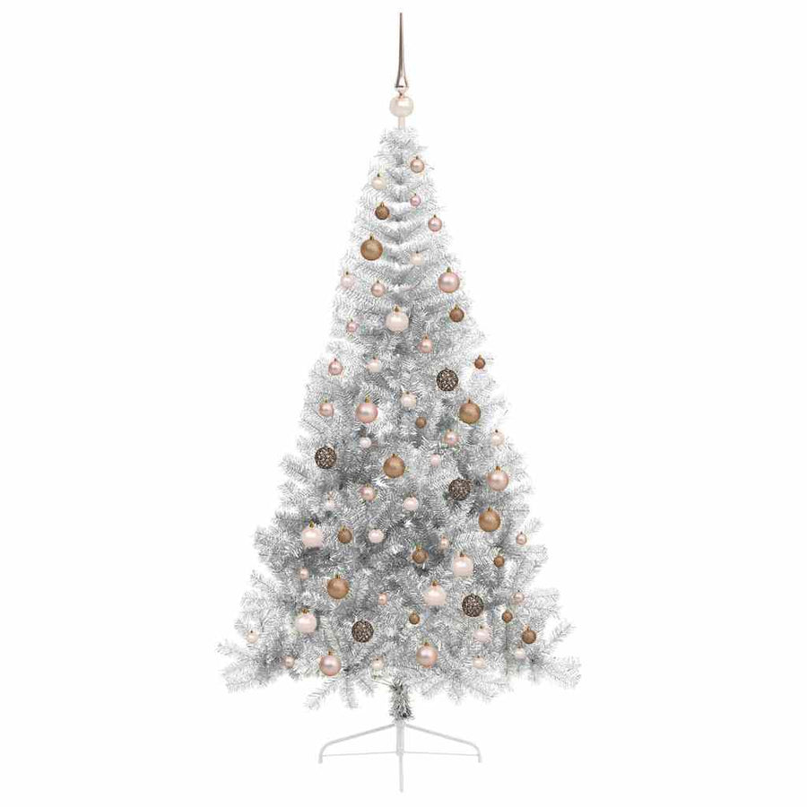 Artificial Pre-lit Christmas Tree Silver 210 cm PET