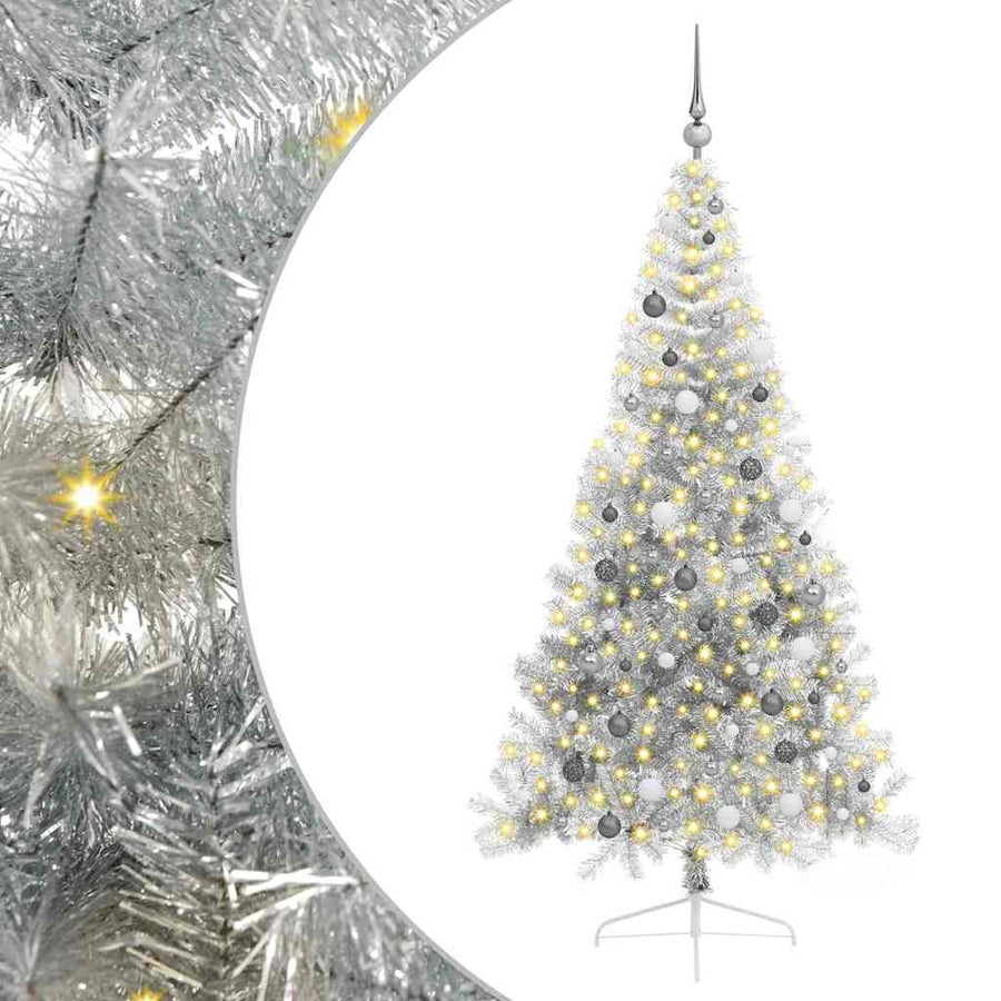 Artificial Pre-lit Christmas Tree Silver 210 cm PET