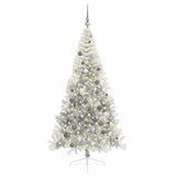Artificial Pre-lit Christmas Tree Silver 210 cm PET - Side View