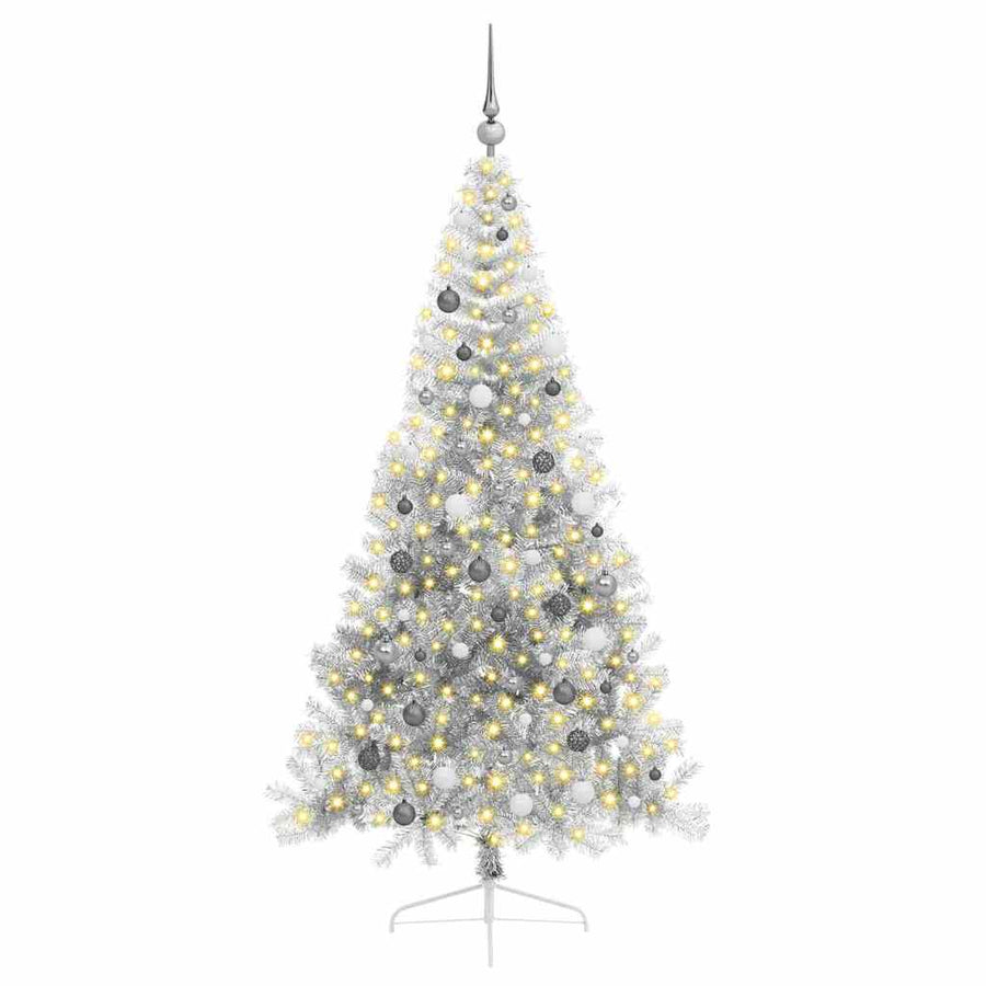 Artificial Pre-lit Christmas Tree Silver 210 cm PET