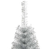 Artificial Pre-lit Christmas Tree Silver 240 cm PET - Close-Up Angle