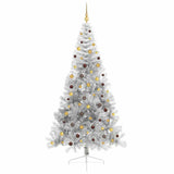 Artificial Pre-lit Christmas Tree Silver 240 cm PET - Top-Down View