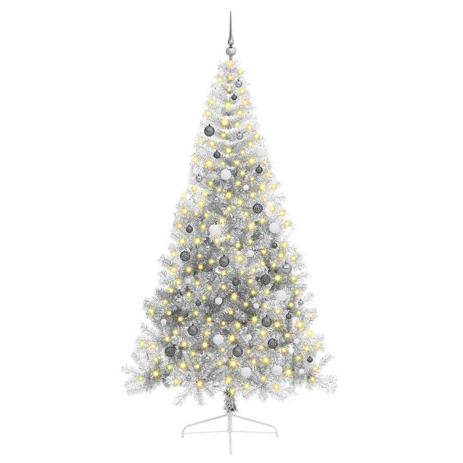 Artificial Pre-lit Christmas Tree Silver 240 cm PET