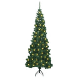 Corner Artificial Christmas Tree Green 180 cm PVC and Metal - Front View