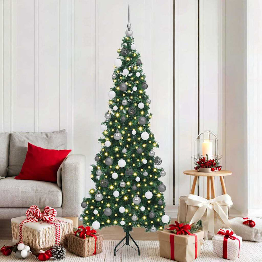Corner Artificial Christmas Tree Green 180 cm PVC and Metal