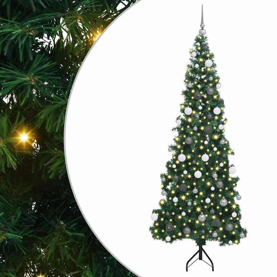 Corner Artificial Christmas Tree Green 210 cm PVC and Metal