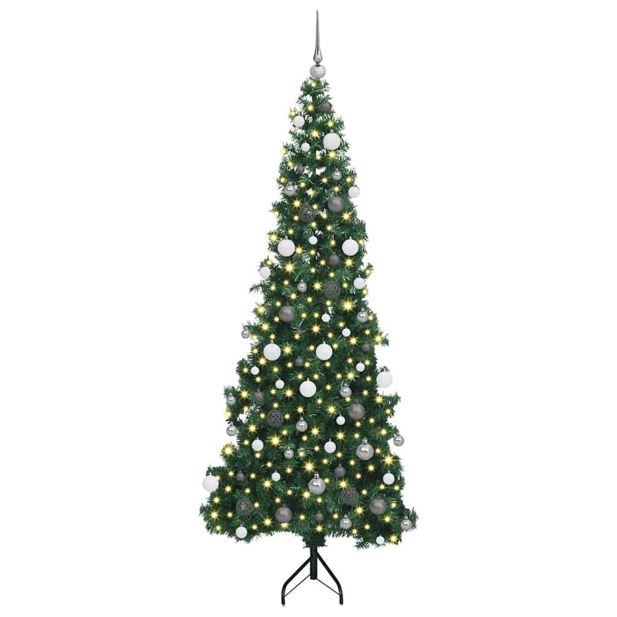 Corner Artificial Christmas Tree Green 210 cm PVC and Metal